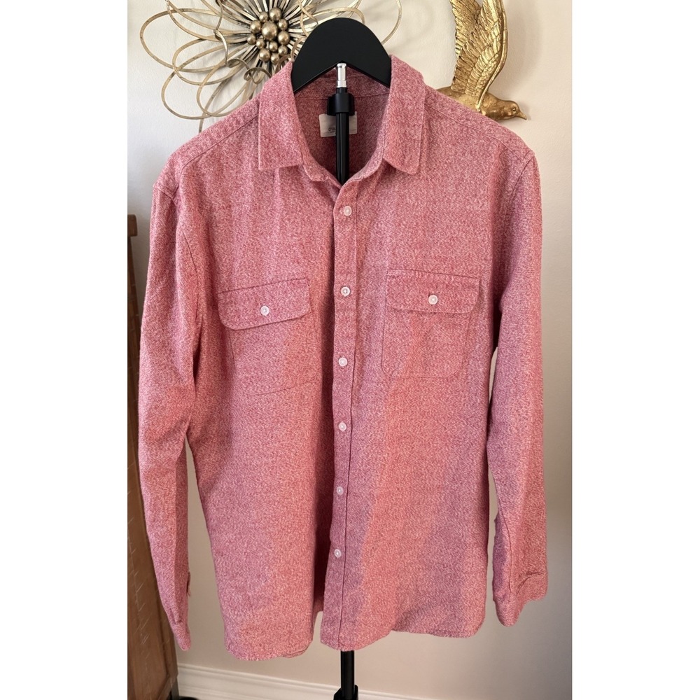 Civil Society Mens L Red Heather Button Front Shirt Dual Pocket Cotton USA